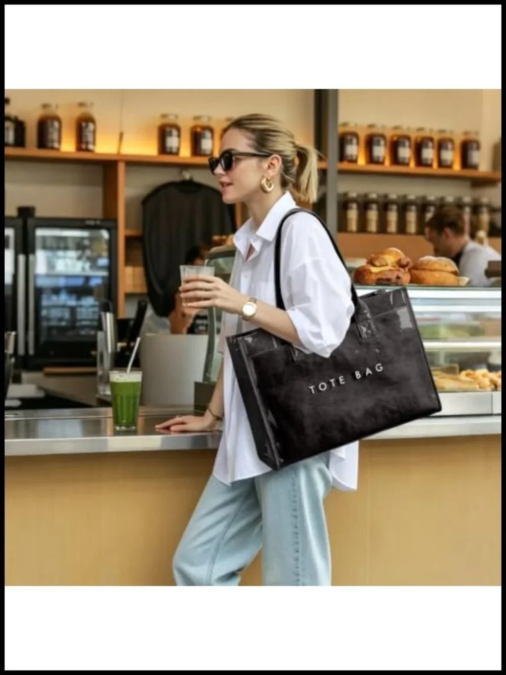 PVC Tote Bag Women's Large Capacity Laptop Shoulder Handbag Waterproof Work